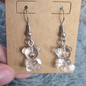 Hand Crafted Clear Bear Earrings